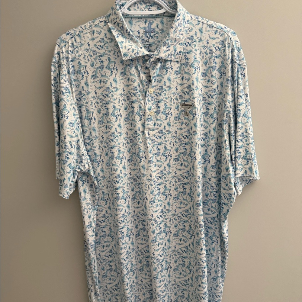 Men's Blue Patterned Johnny O polo Shirt, east lake golf club